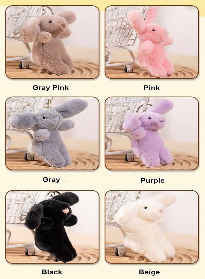 Zitokin Cute Bunny Plush Keychain, Mini Rabbit Bag Charms, 3.5" Inch Purse Charms for Handbag Backpack Pendant Gift for Women (Gray Pink) - Image 5